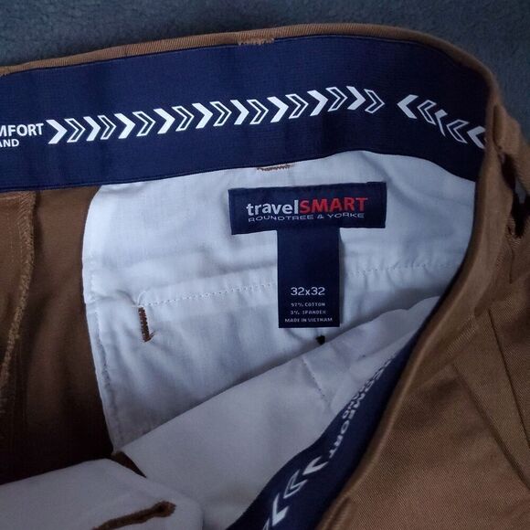 Roundtree & Yorke Travel Smart Pants Sz 32x32 Brown Classic Fit Core Comfort NWT - Picture 3 of 10